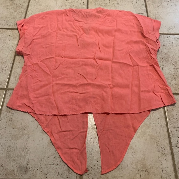 TAHARI Pink/Coral Tunic Blouse Shirt Tie Front XXL - Picture 6 of 7